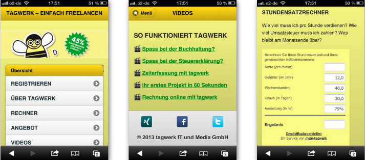 tagwerk mobile website